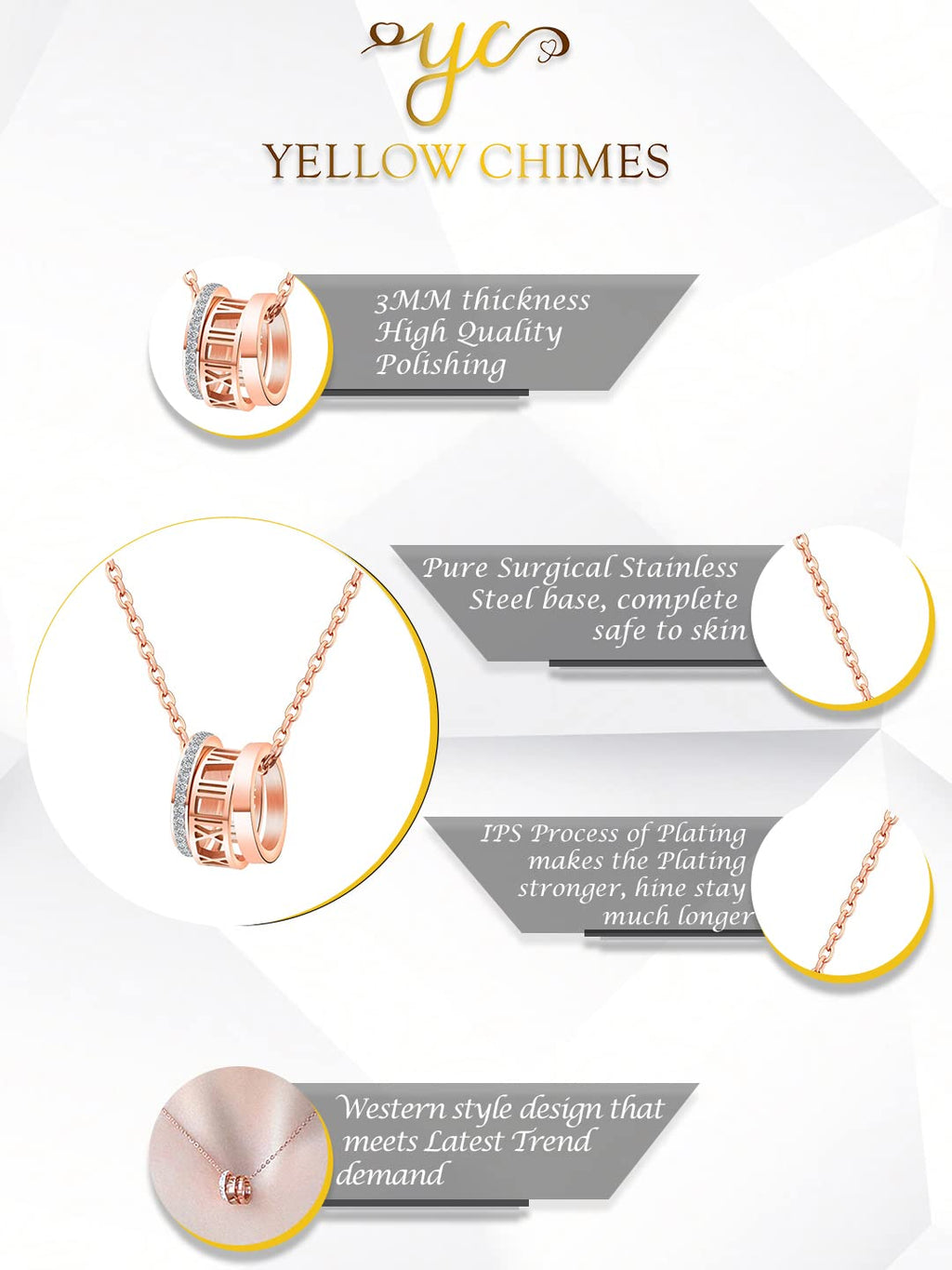Rose Gold Charm Chain Pendant Ring