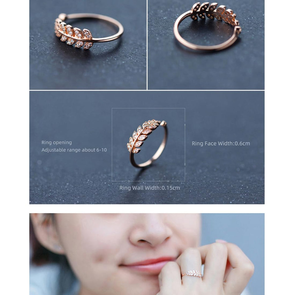 Rose Gold Three Piece Adjustable Crystal Ring
