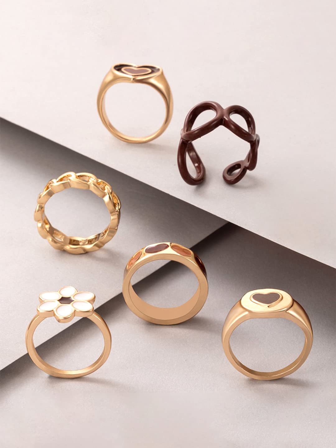 Dual Tone Enamel Multi Design Ring