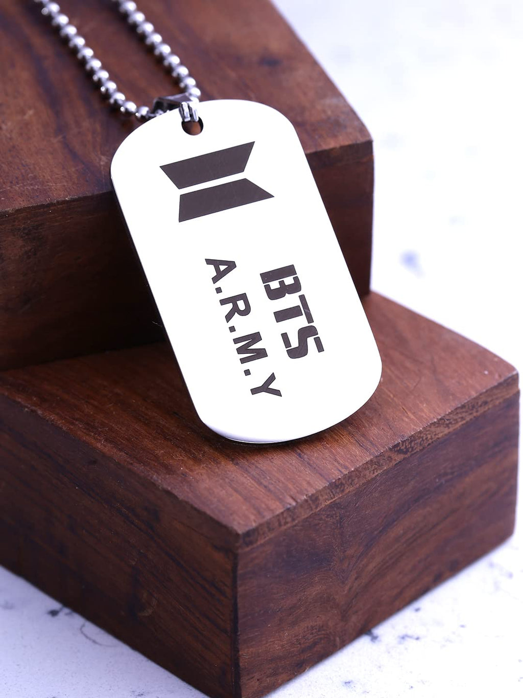 Silver BTS Army Dog Tag Pendant Necklace