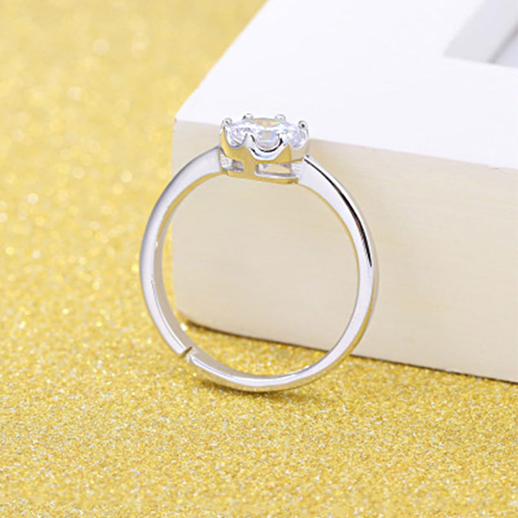 Adjustable Silver Crystal Two Piece Ring