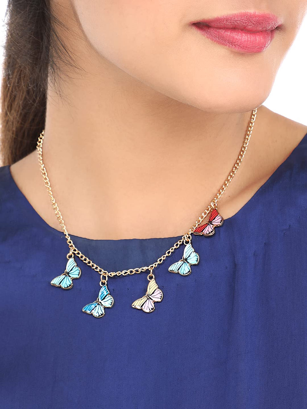 Gold Multicolor Butterfly Choker Necklace