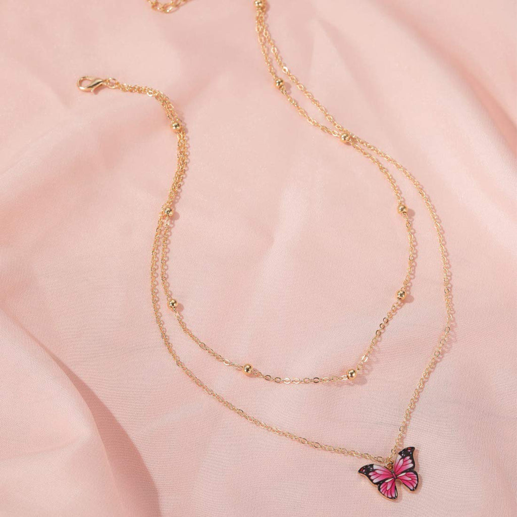 Gold Multicolor Butterfly Choker Necklace