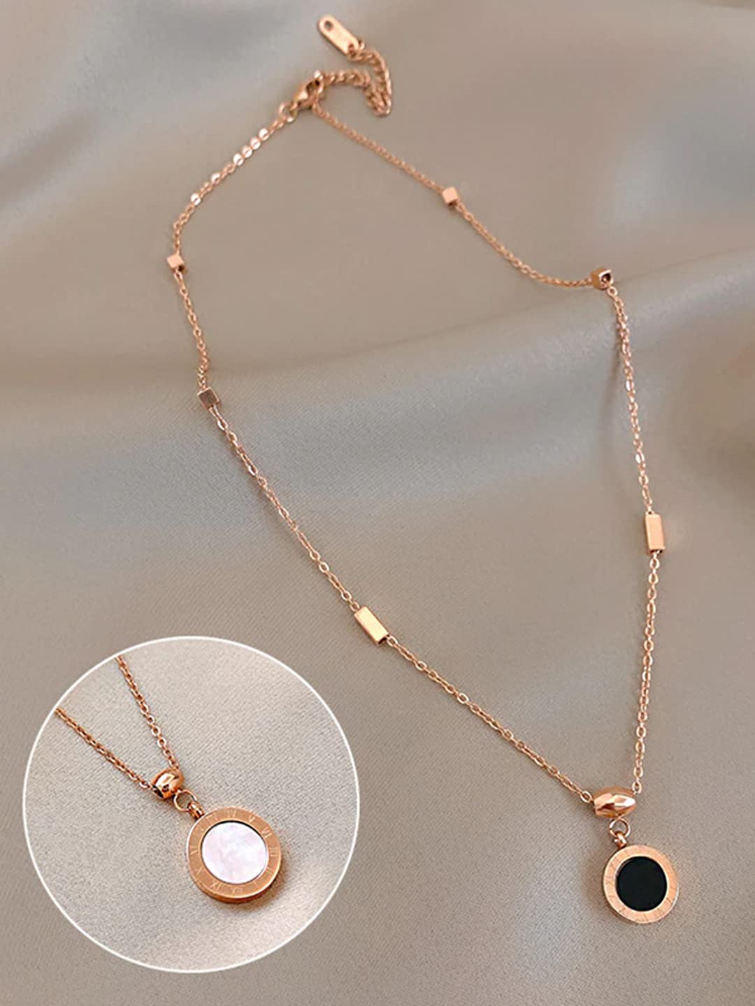 Rose Gold Roman Pendant Chain Necklace