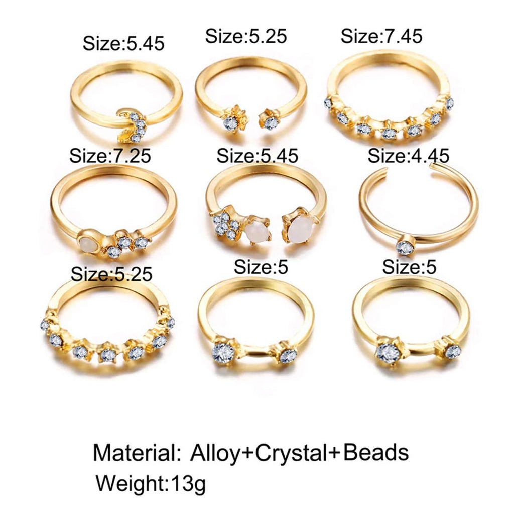 Gold Plated Nine Piece Aesthetic Ring