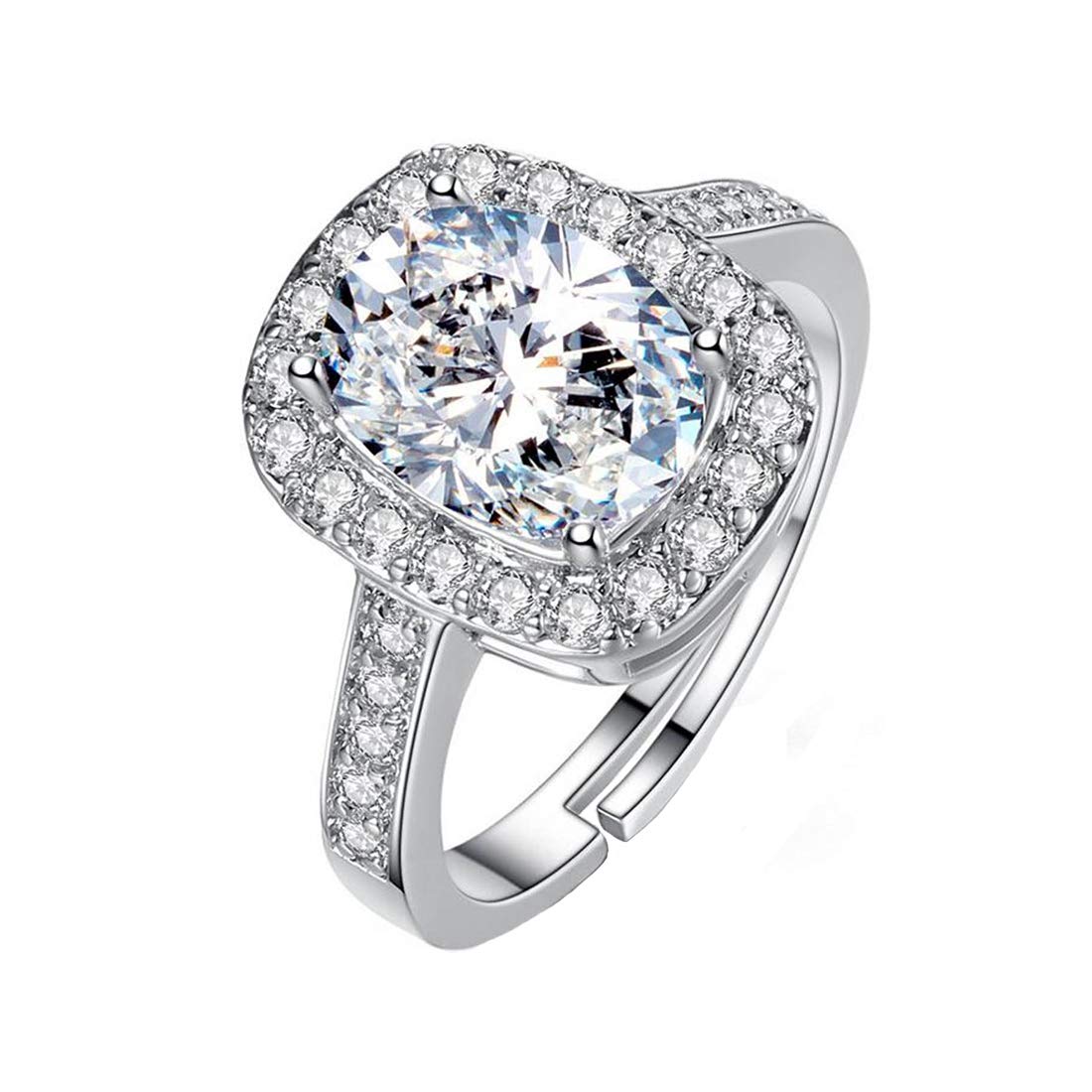 Silver Toned White Stone Adjustable Ring