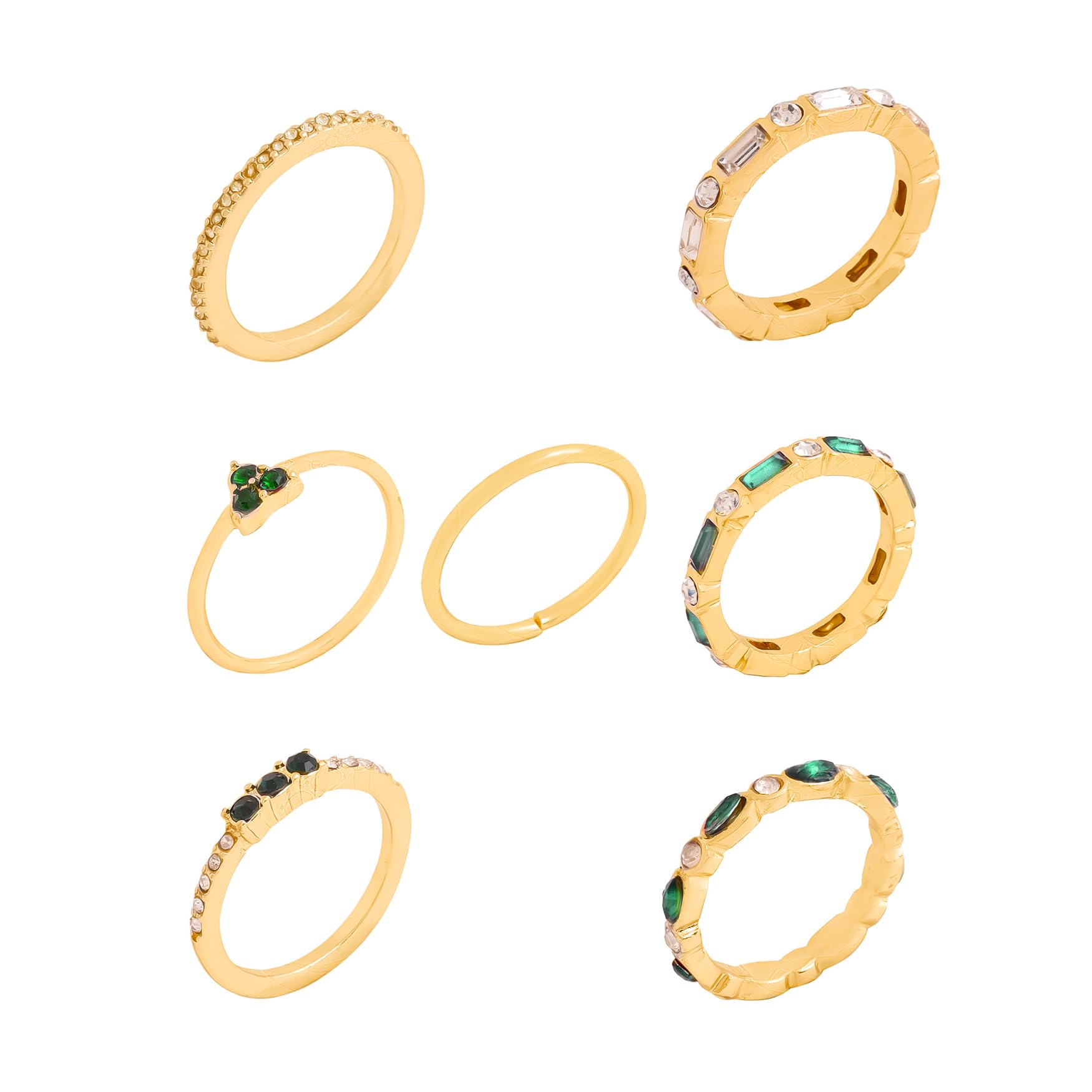 Gold Plated Seven Piece Golden Aesthetic Ring