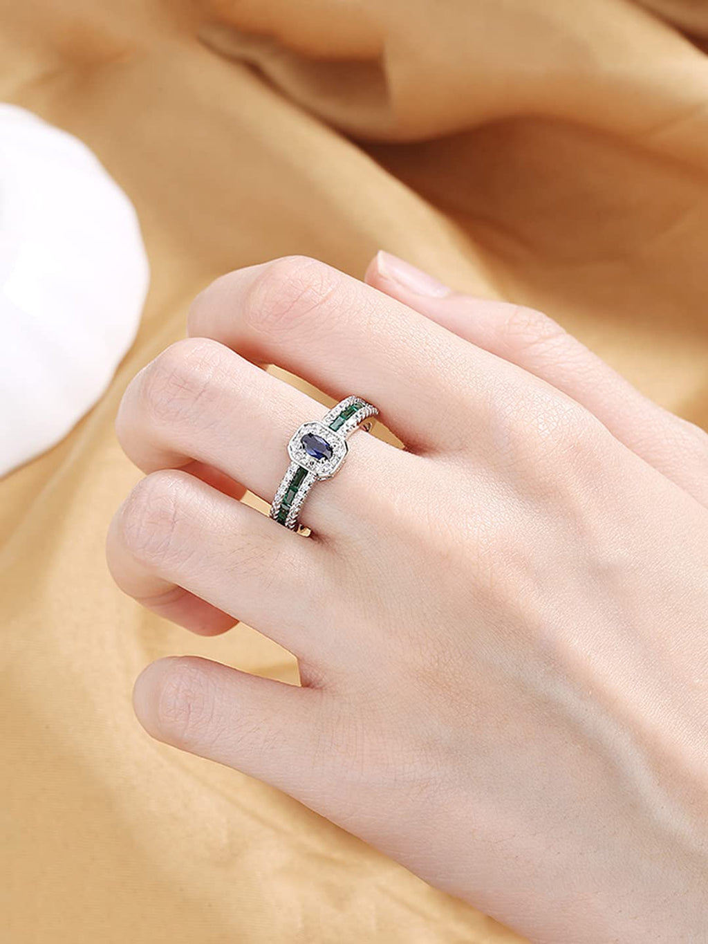 Blue Crystal Silver Toned Ring