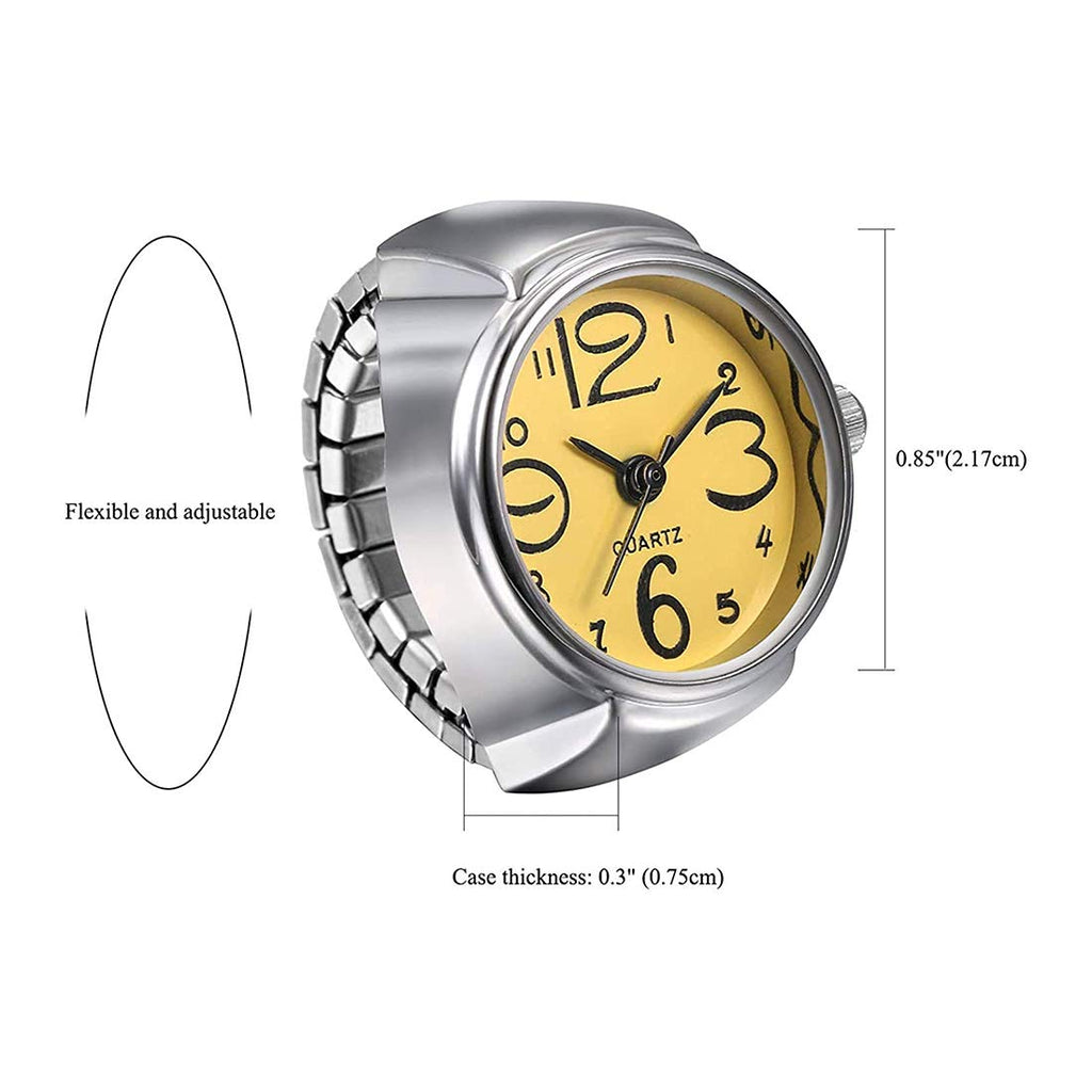 Stainless Steel Yellow Dial Watch Ring