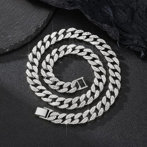 Silver Crystal Link Chain Necklace
