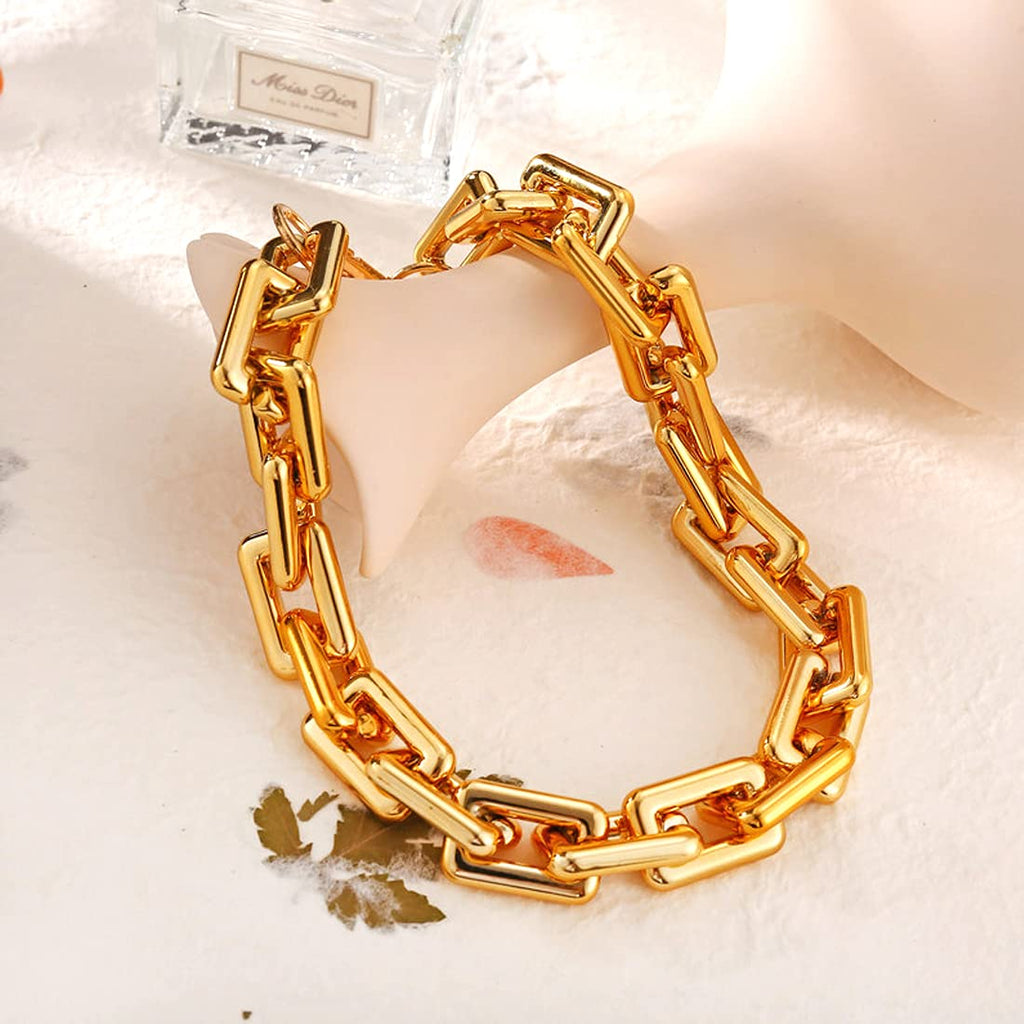 Thick Gold Link Choker Necklace