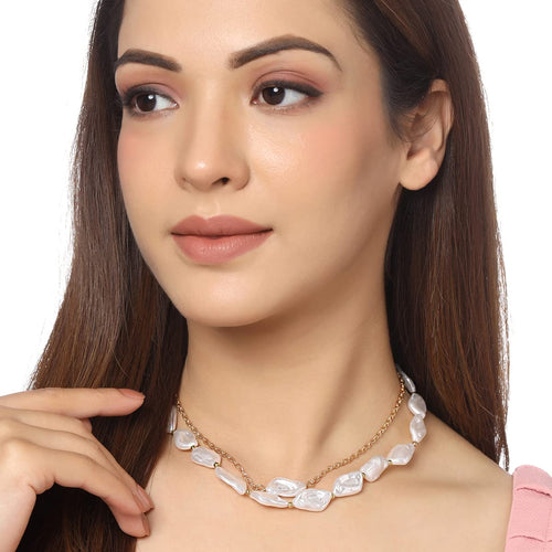 White Stone Gold Chain Necklace