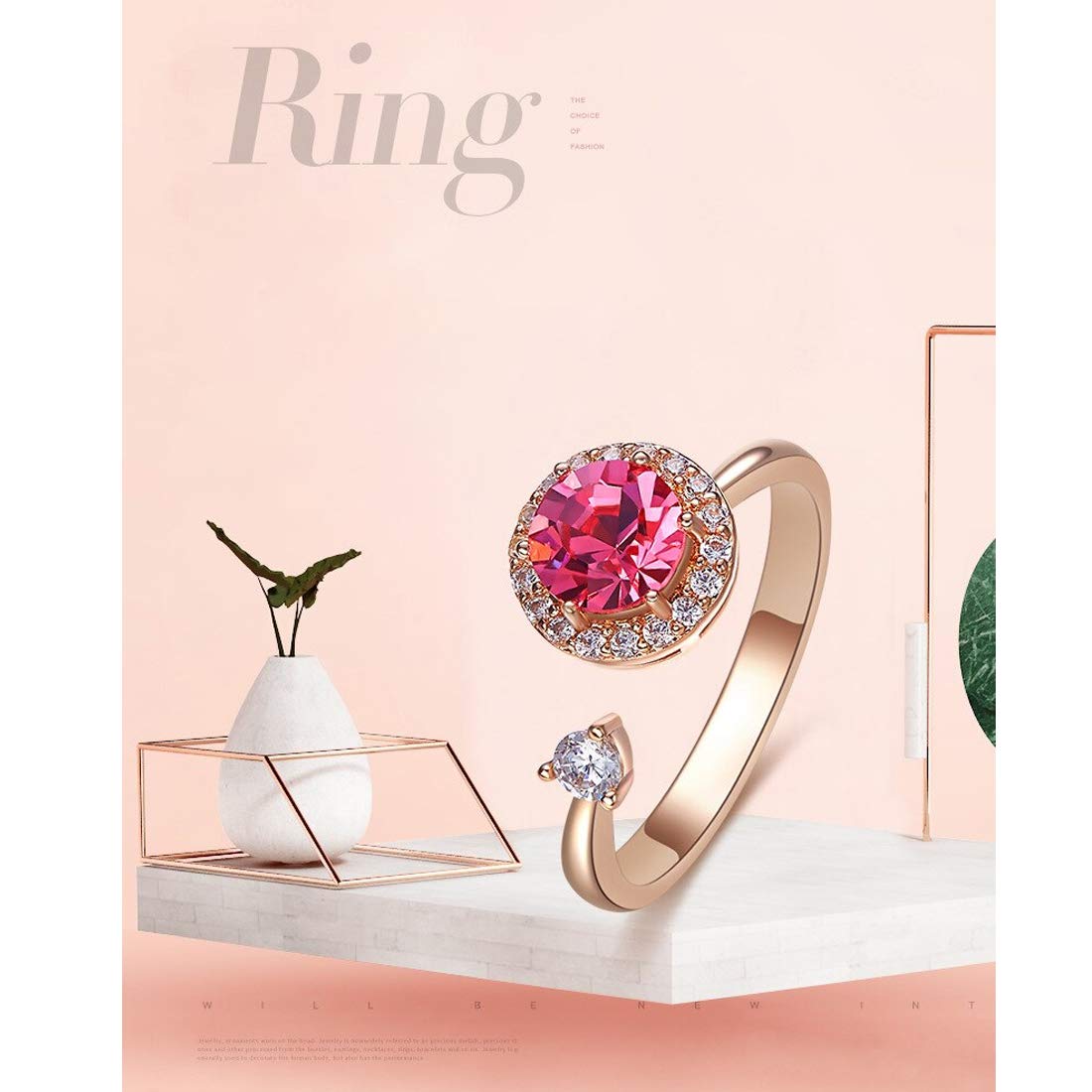Rose Gold Swarovski Rotating Crystal Ring