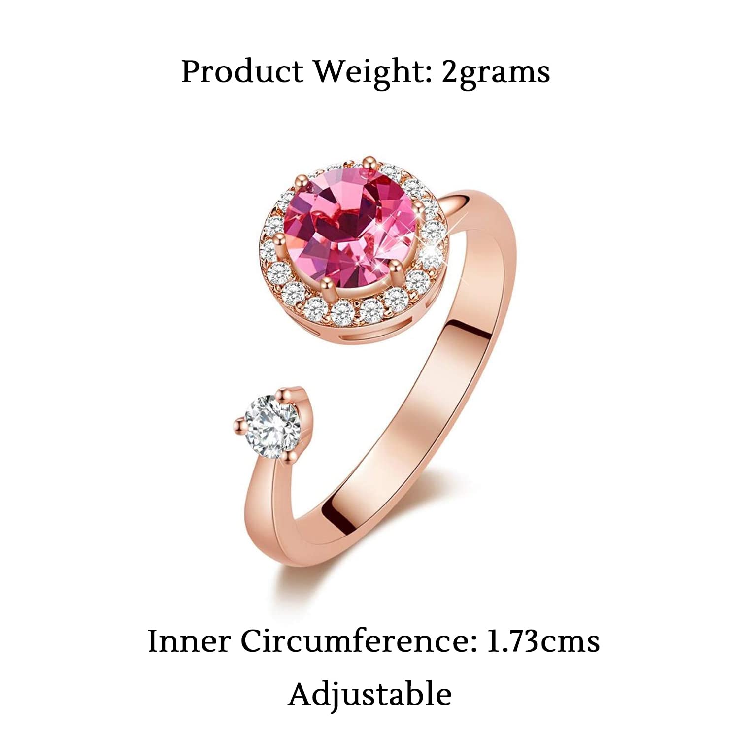 Rose Gold Swarovski Rotating Crystal Ring