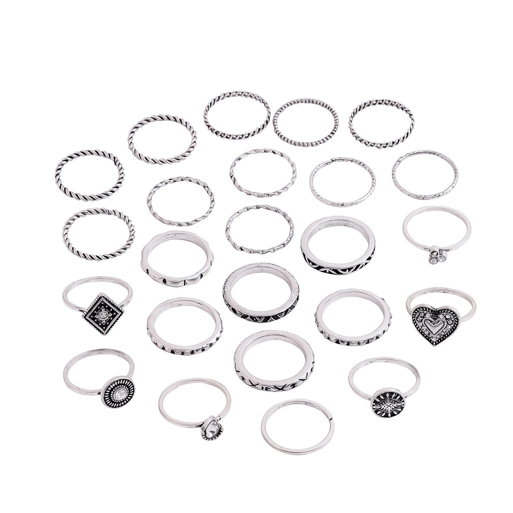 Silver Plated Aesthetic Knuckle Stack Ring