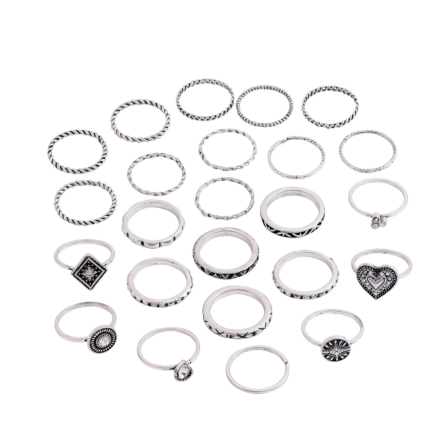 Silver Plated Aesthetic Knuckle Stack Ring