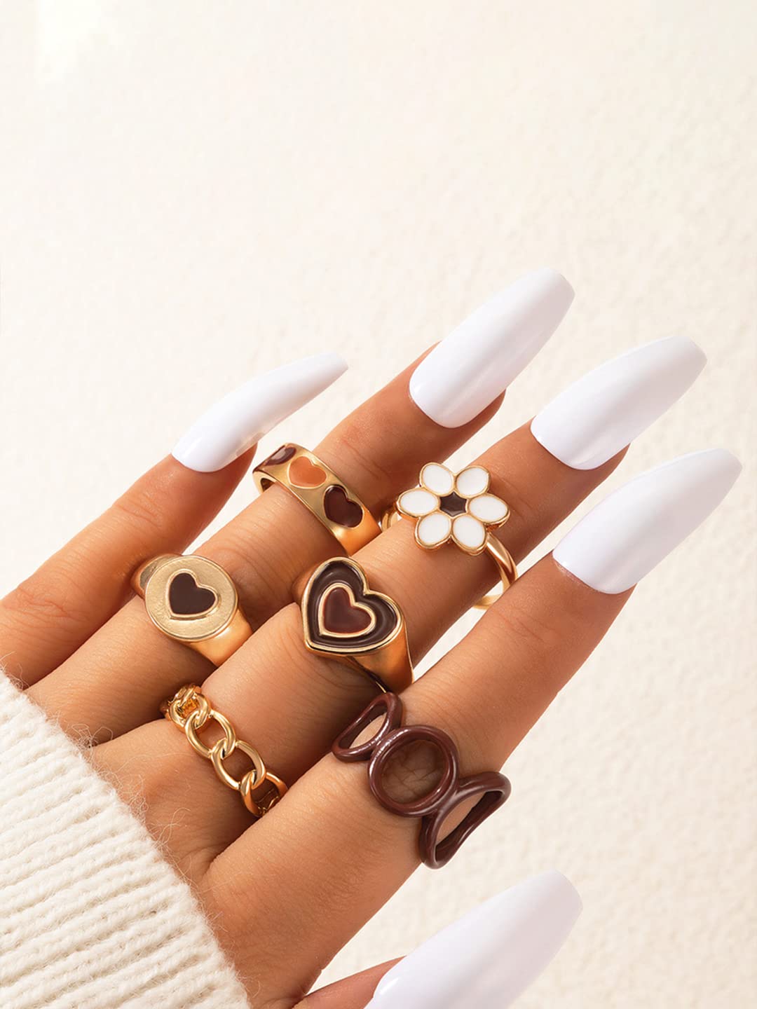 Dual Tone Enamel Multi Design Ring