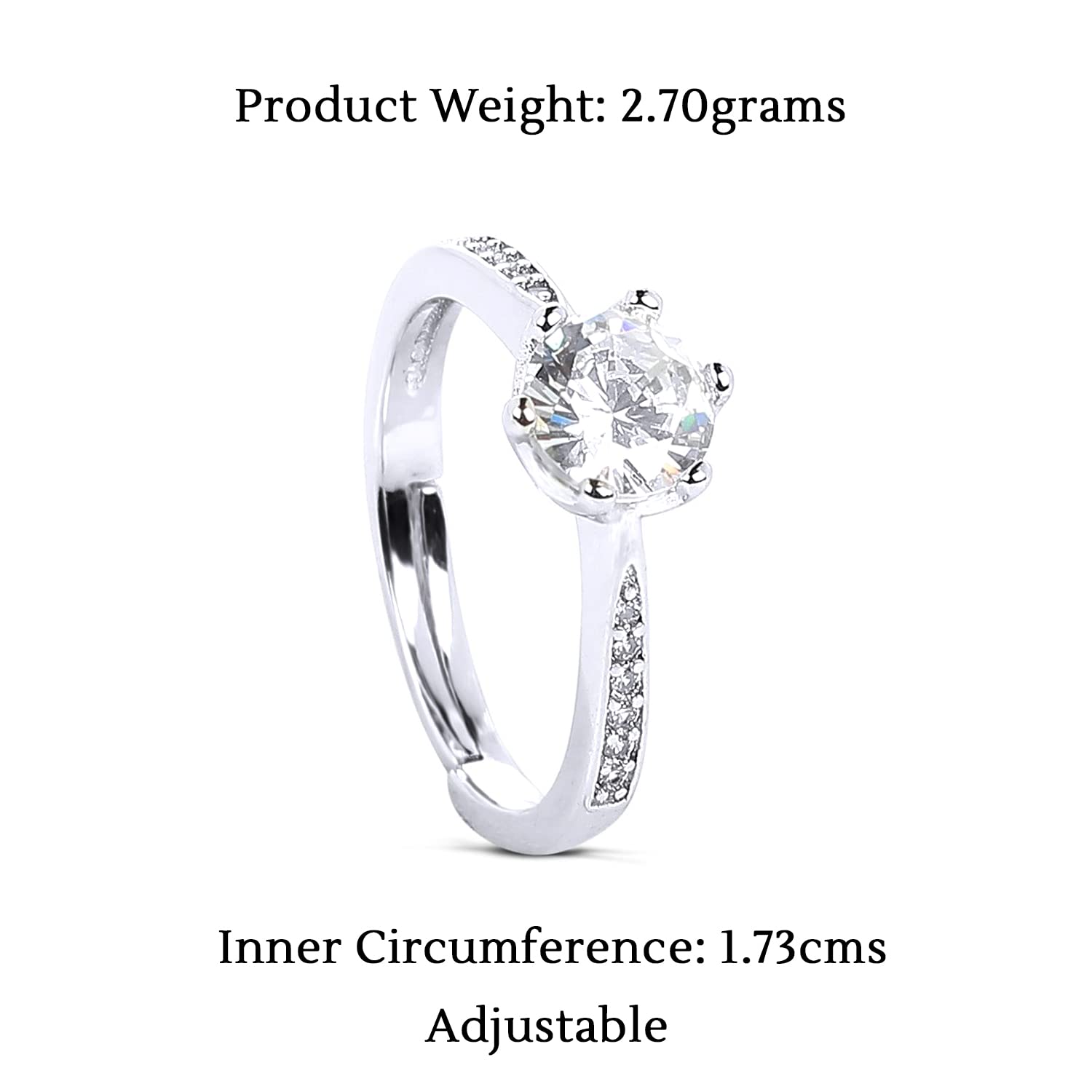 Rhodium Plated High Grade Crystal Ring