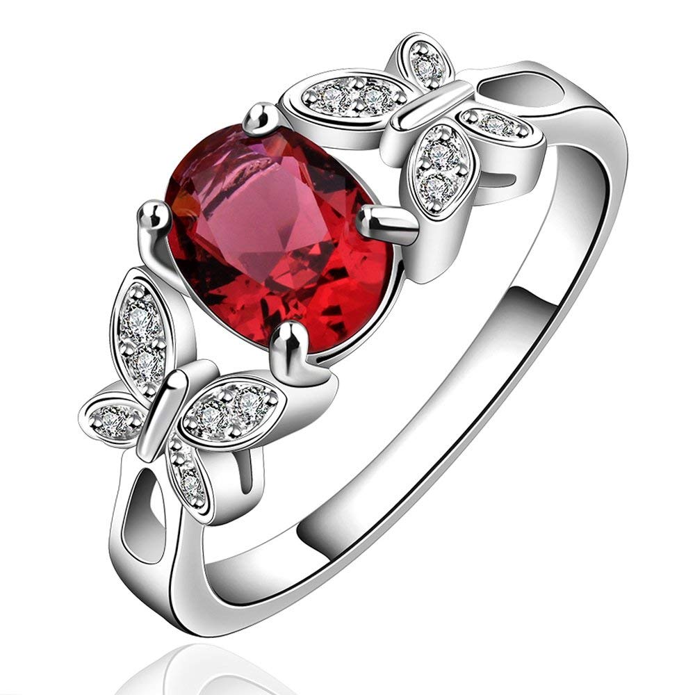 Red Crystal Rose Gold Plated Ring