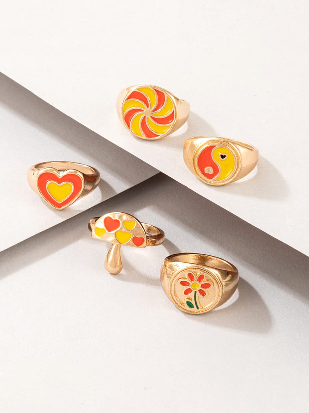 Gold Plated Combo Stack Finger Ring