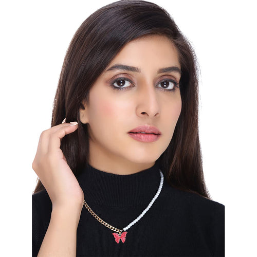Butterfly Pearl Gold Necklace