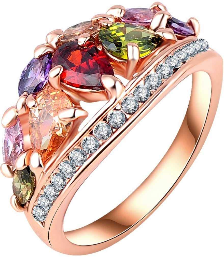 Multicolor Swiss Zircon Rose Gold Ring