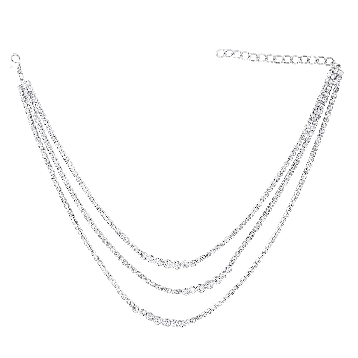 Silver Multilayer Crystal Necklace