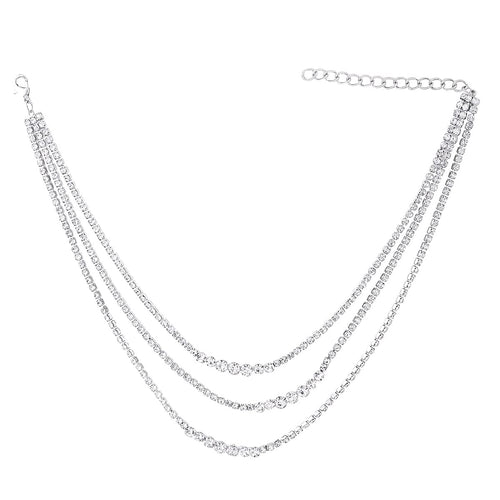 Silver Multilayer Crystal Necklace