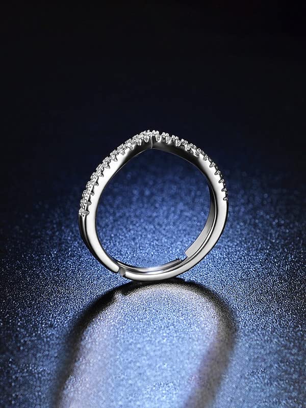 Silver Cubic Zircon Valentine Crystal Ring