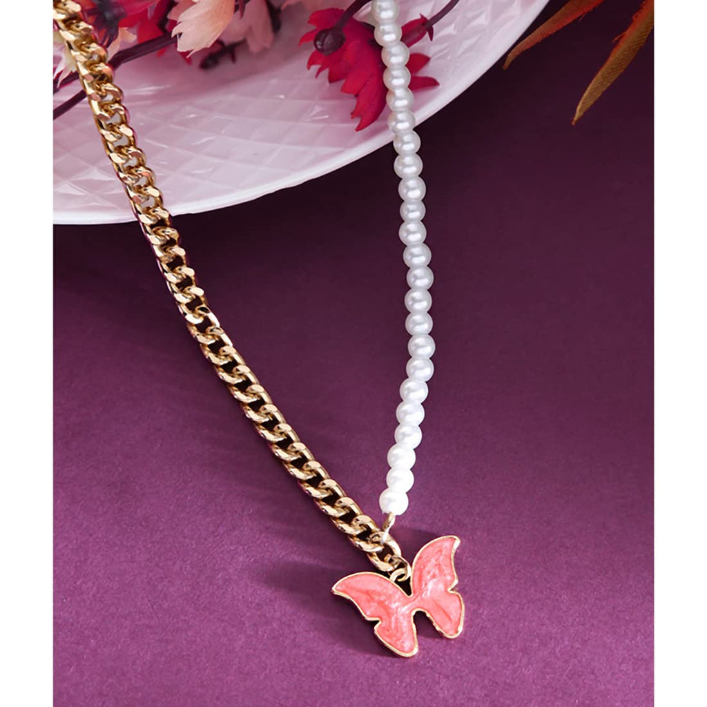 Butterfly Pearl Gold Necklace