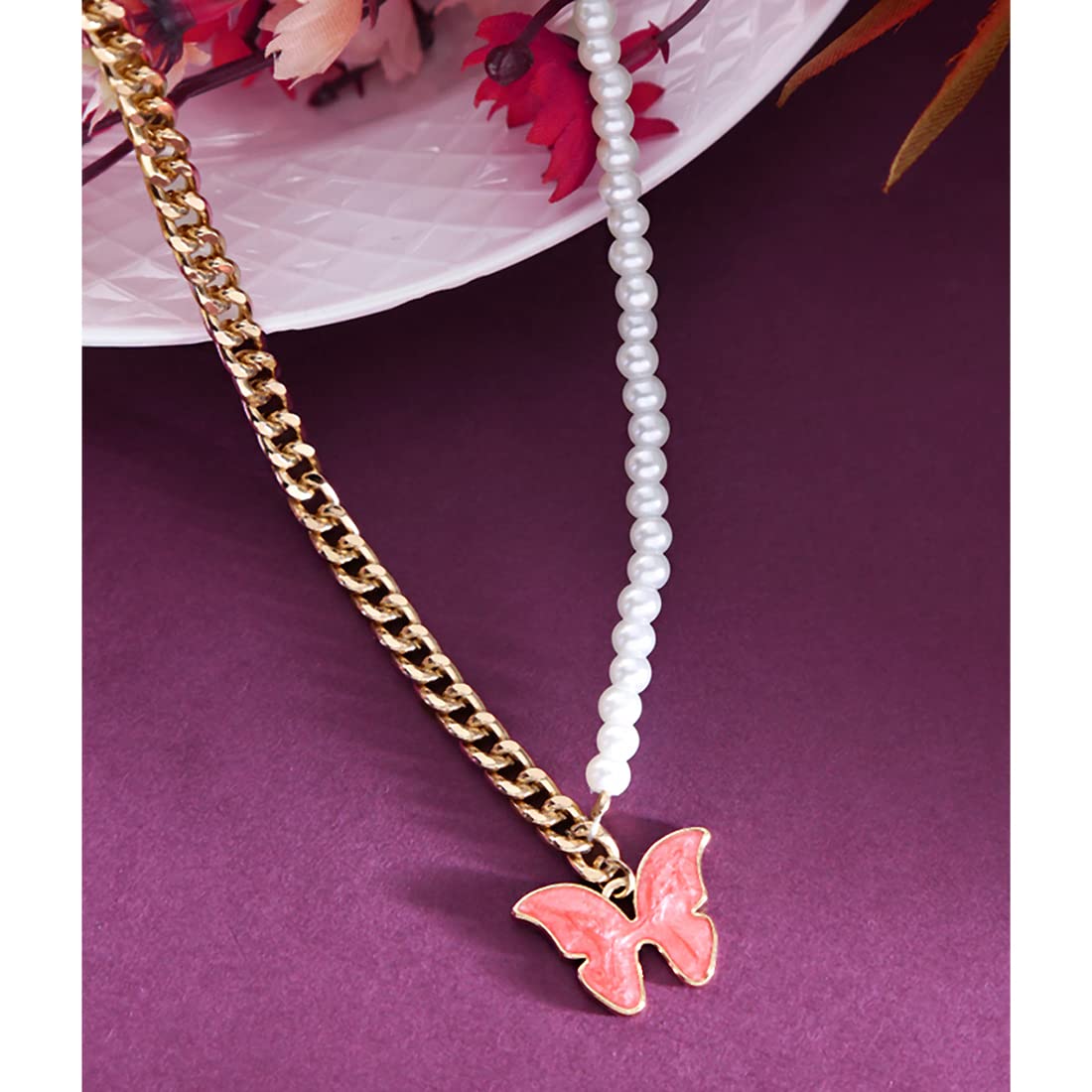 Butterfly Pearl Gold Necklace