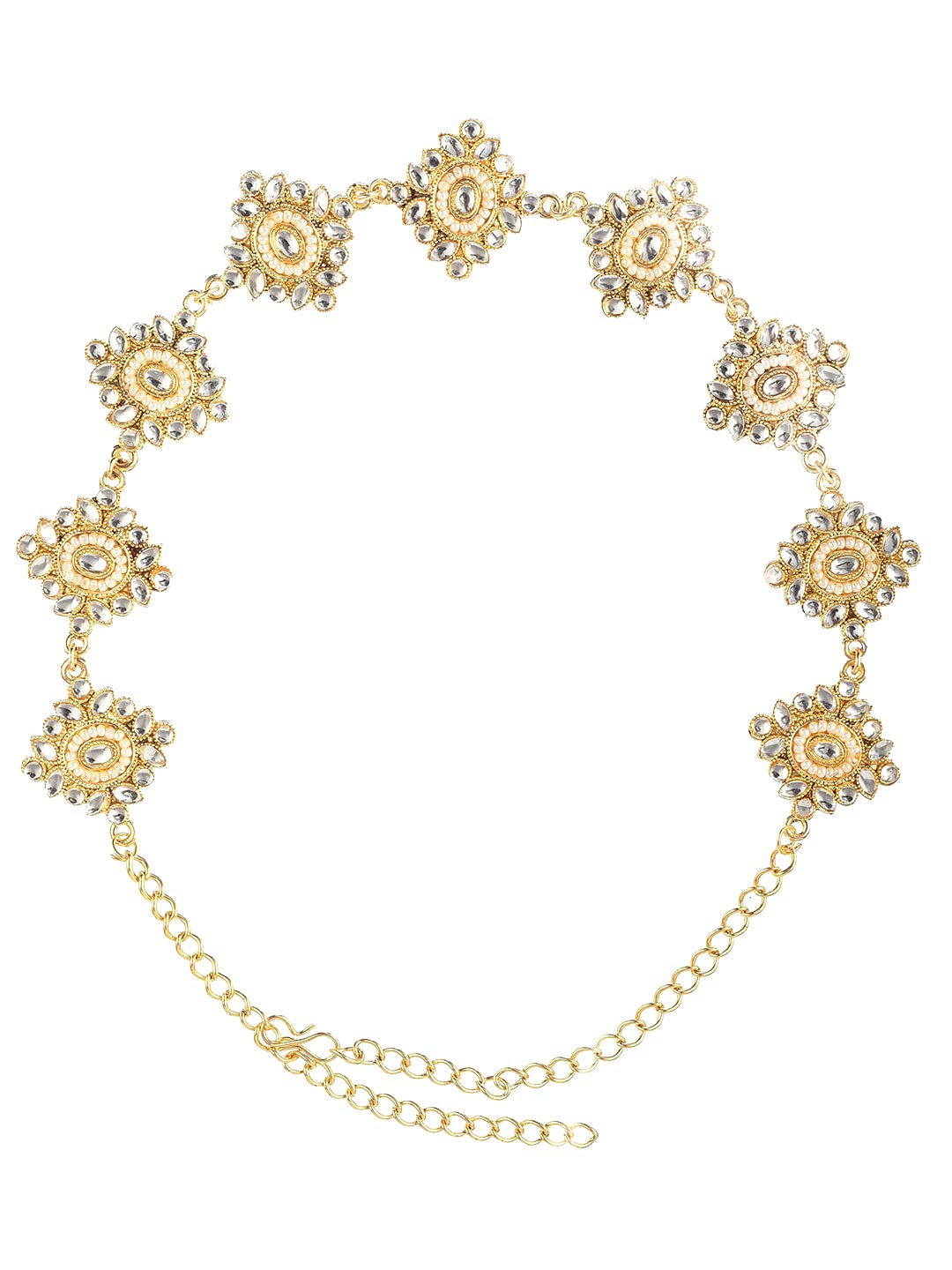 Gold Kundan Traditional Hairband Necklace