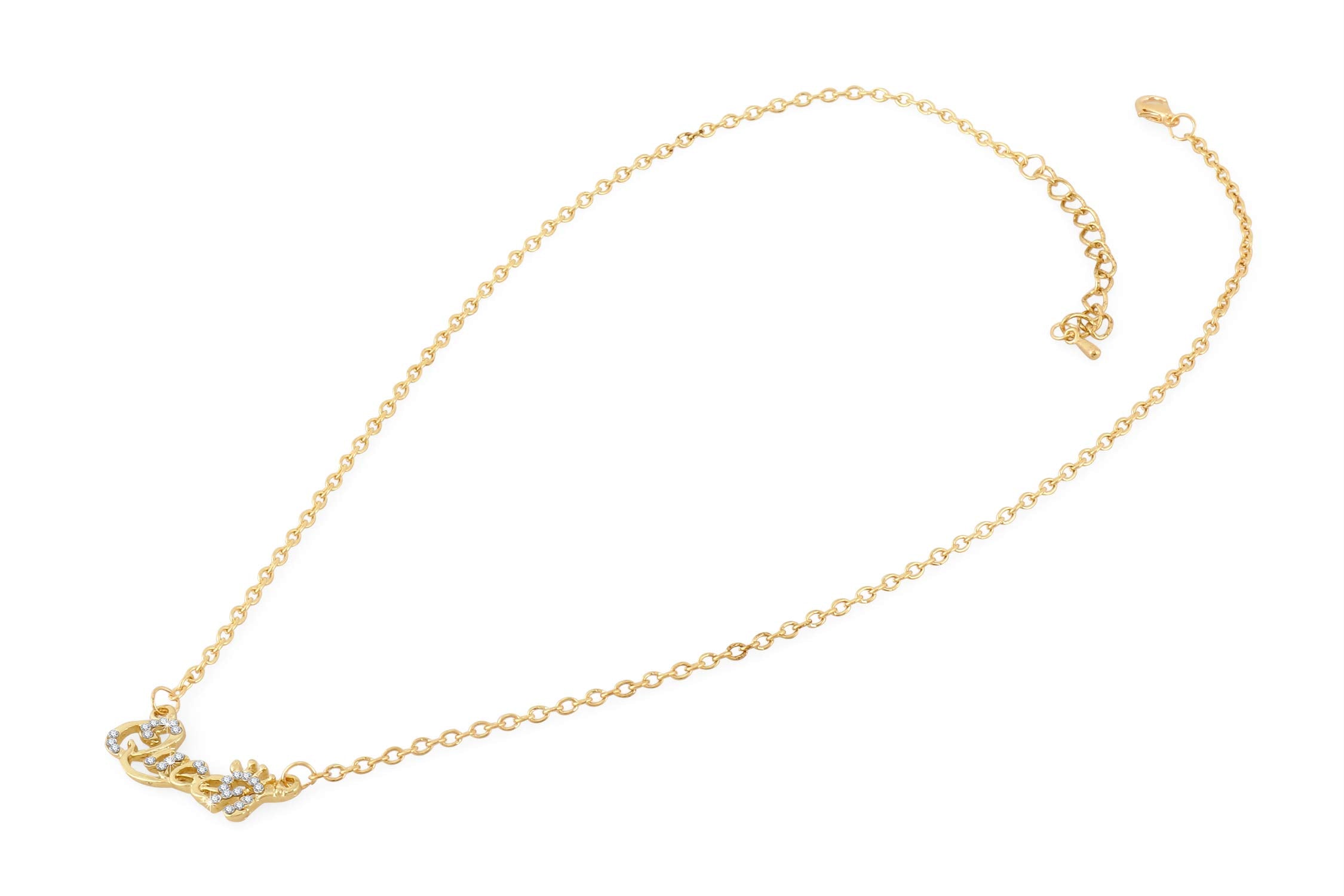 Queen Crown Rhinestone Gold Necklace