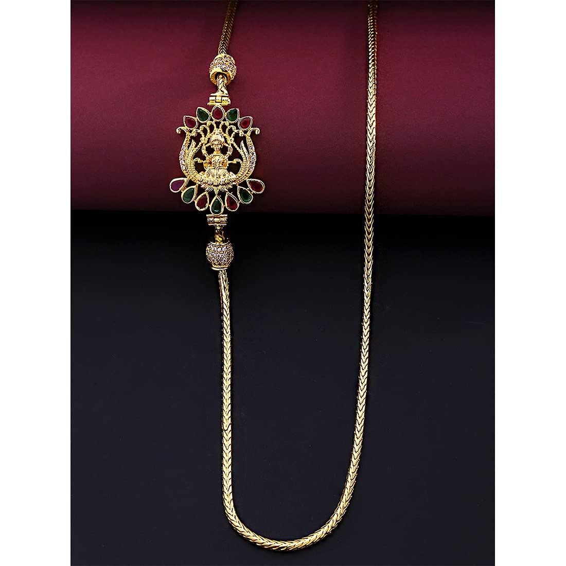 Peacock Mugappu Gold Mopu Chain Necklace