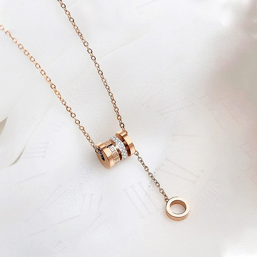 Roman Numbers Rose Gold Pendant Necklace