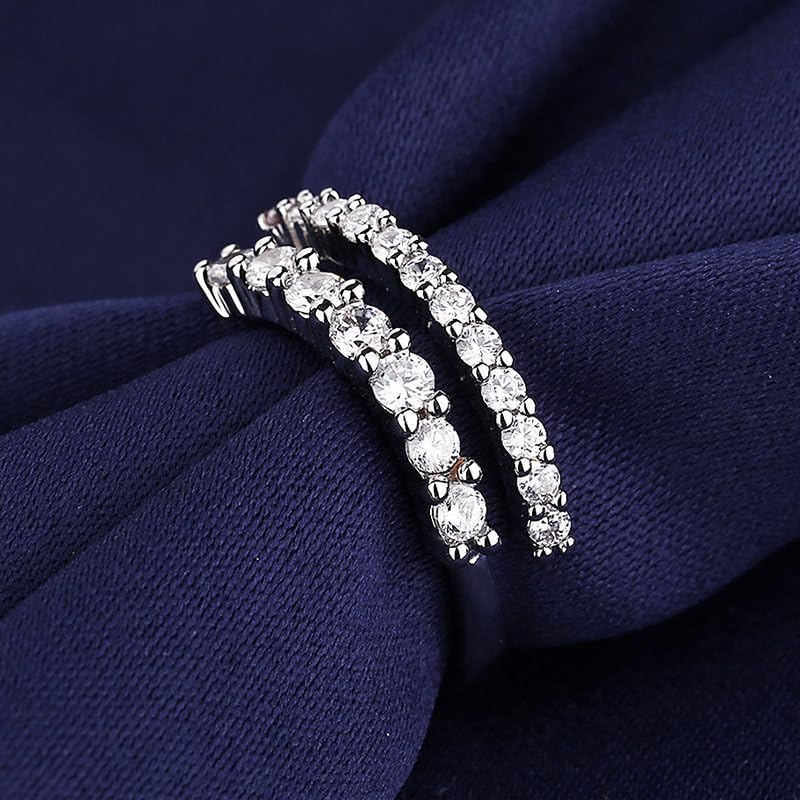 Silver Toned Crystal Adjustable Band Ring