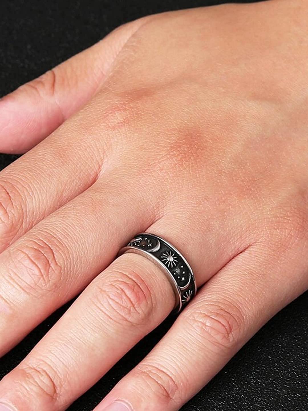Stainless Steel Sun Moon Universe Ring