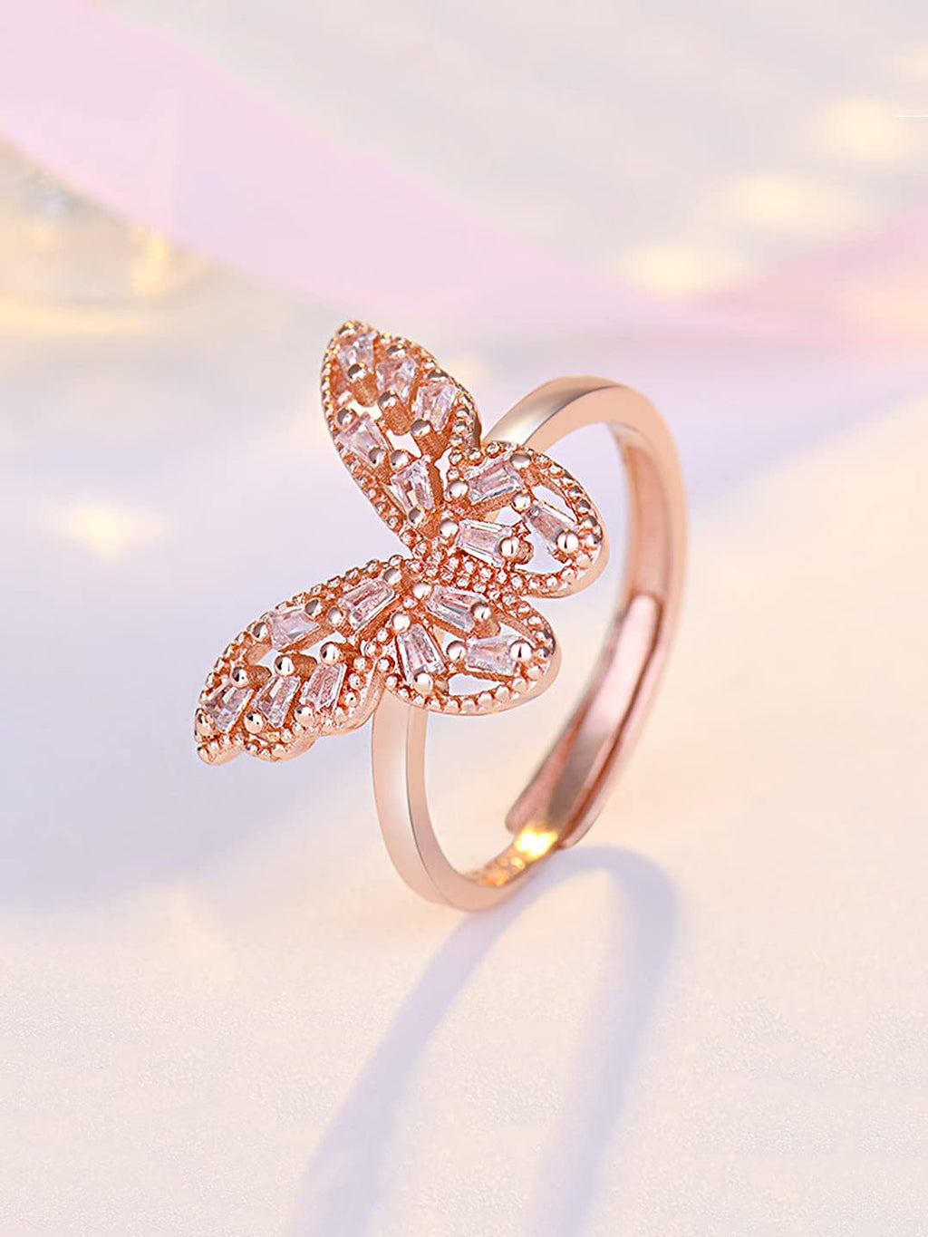 Crystal Butterfly Adjustable Design Ring