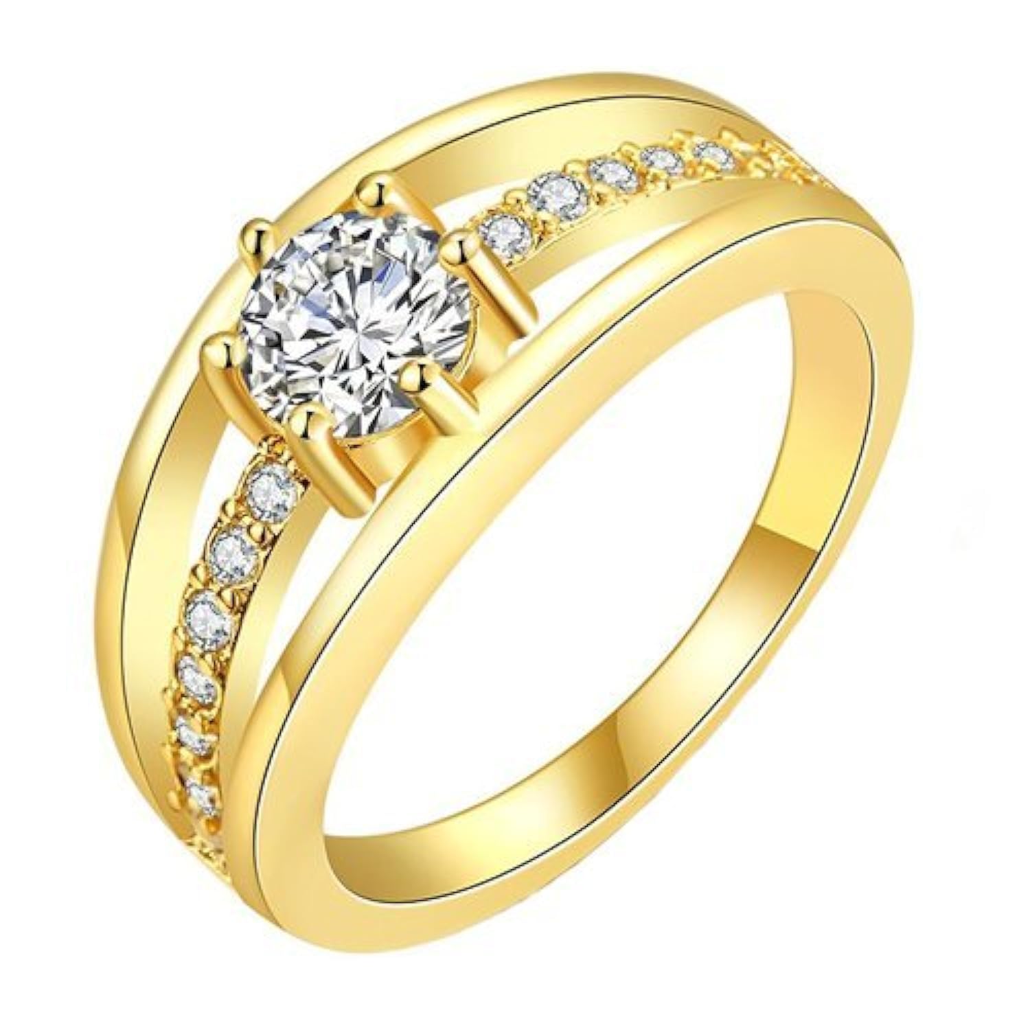 Gold White Crystal Adjustable Finger Ring