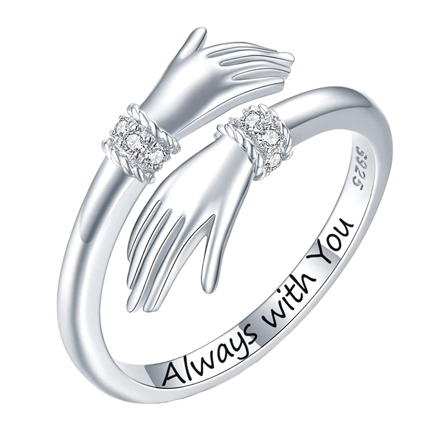 Silver Toned Adjustable Crystal Ring