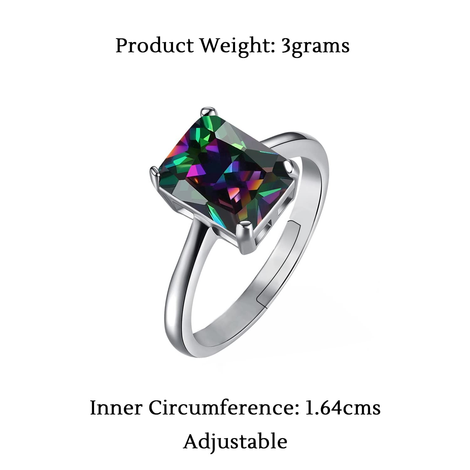 Silver Toned Multi Color Stone Ring