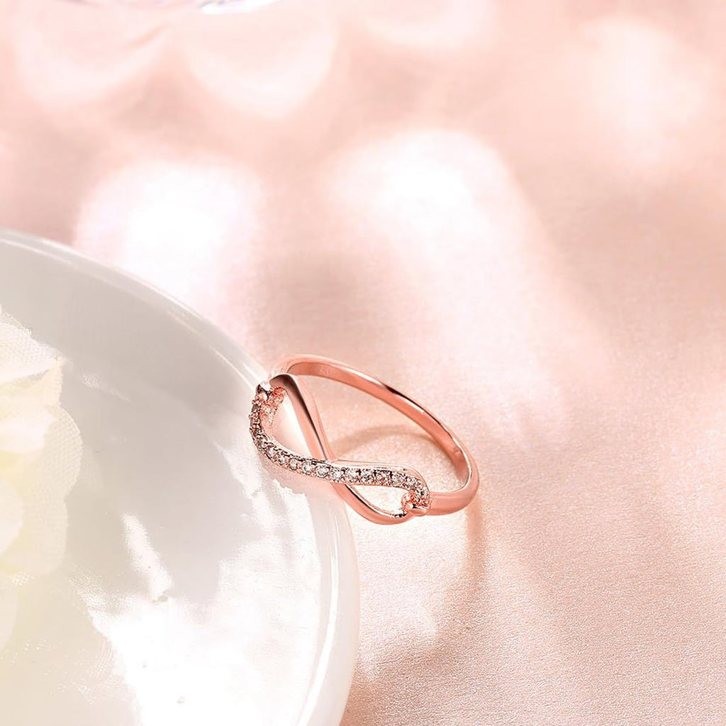 Rose Gold Adjustable Three Piece Crystal Ring