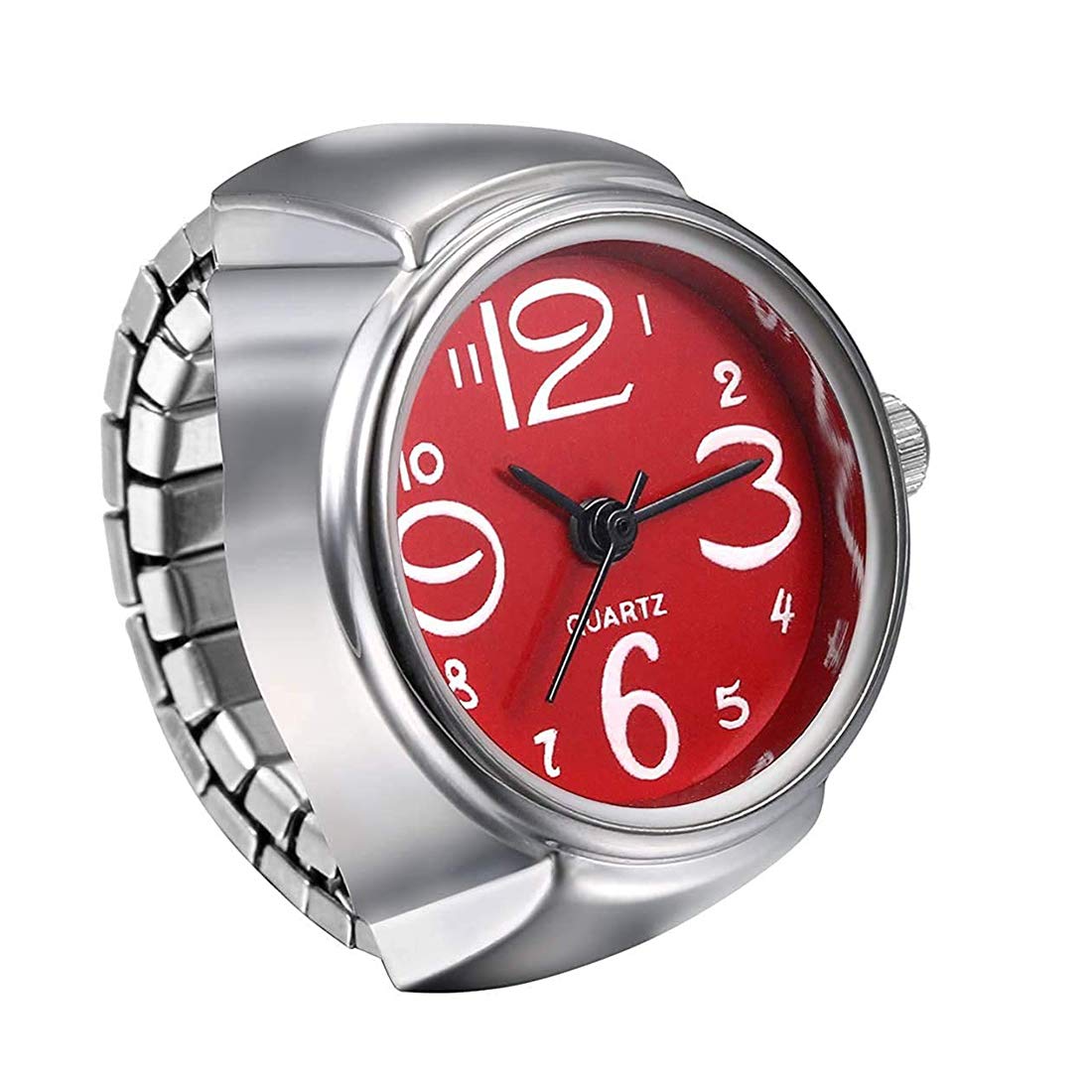 Red Dial Stainless Steel Watch Ring
