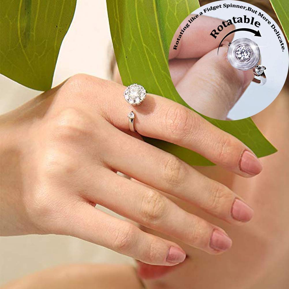 Adjustable Silver Cubic Zircon Crystal Ring
