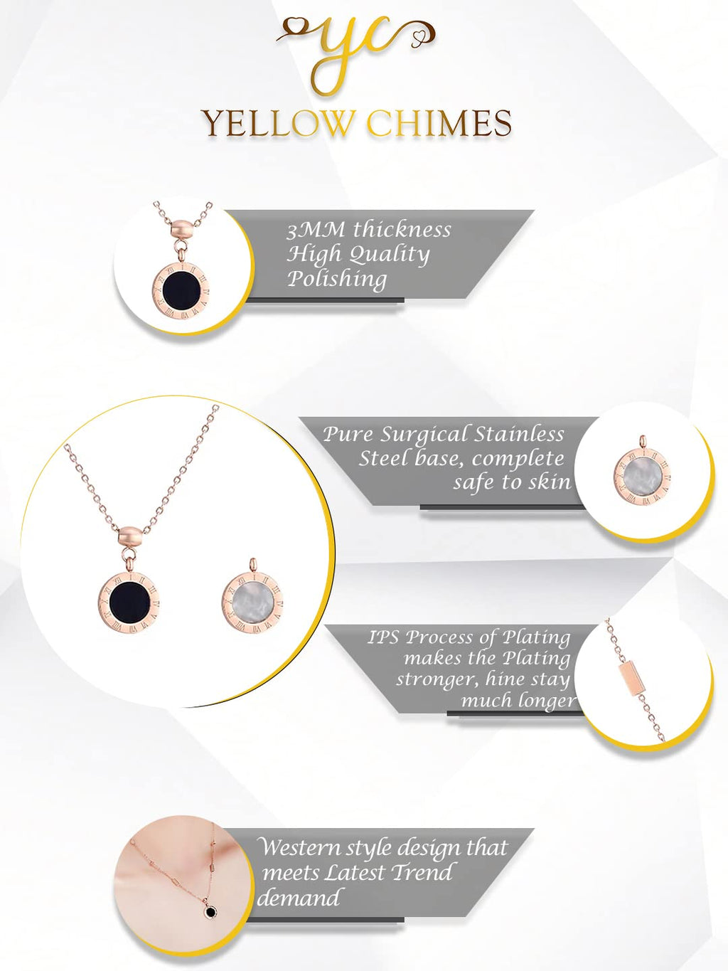 Rose Gold Roman Pendant Chain Necklace