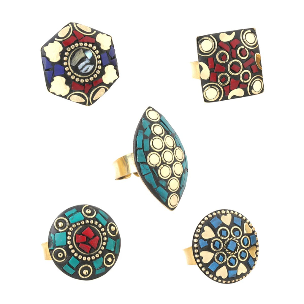 Gold Tone Laac Five Piece Ring