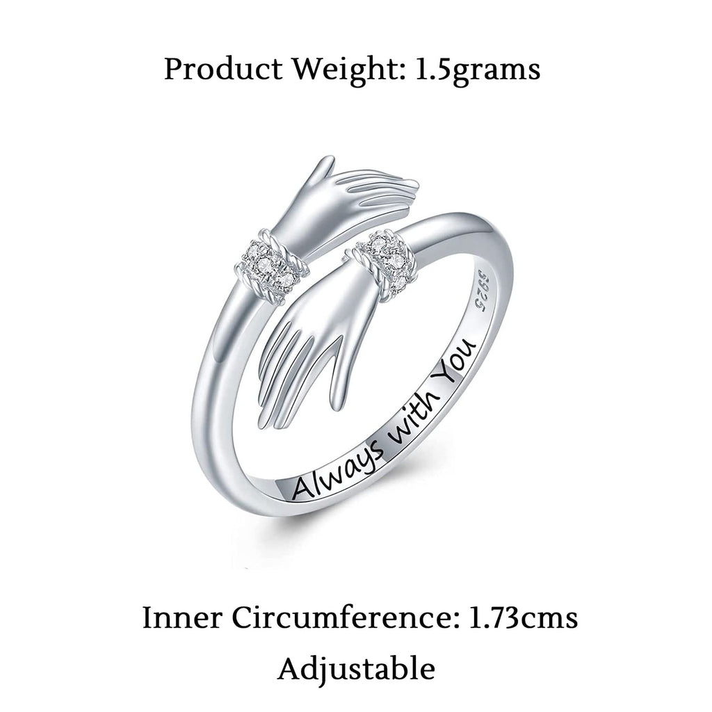 Silver Toned Adjustable Crystal Ring