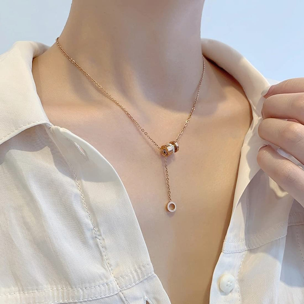 Roman Numbers Rose Gold Pendant Necklace