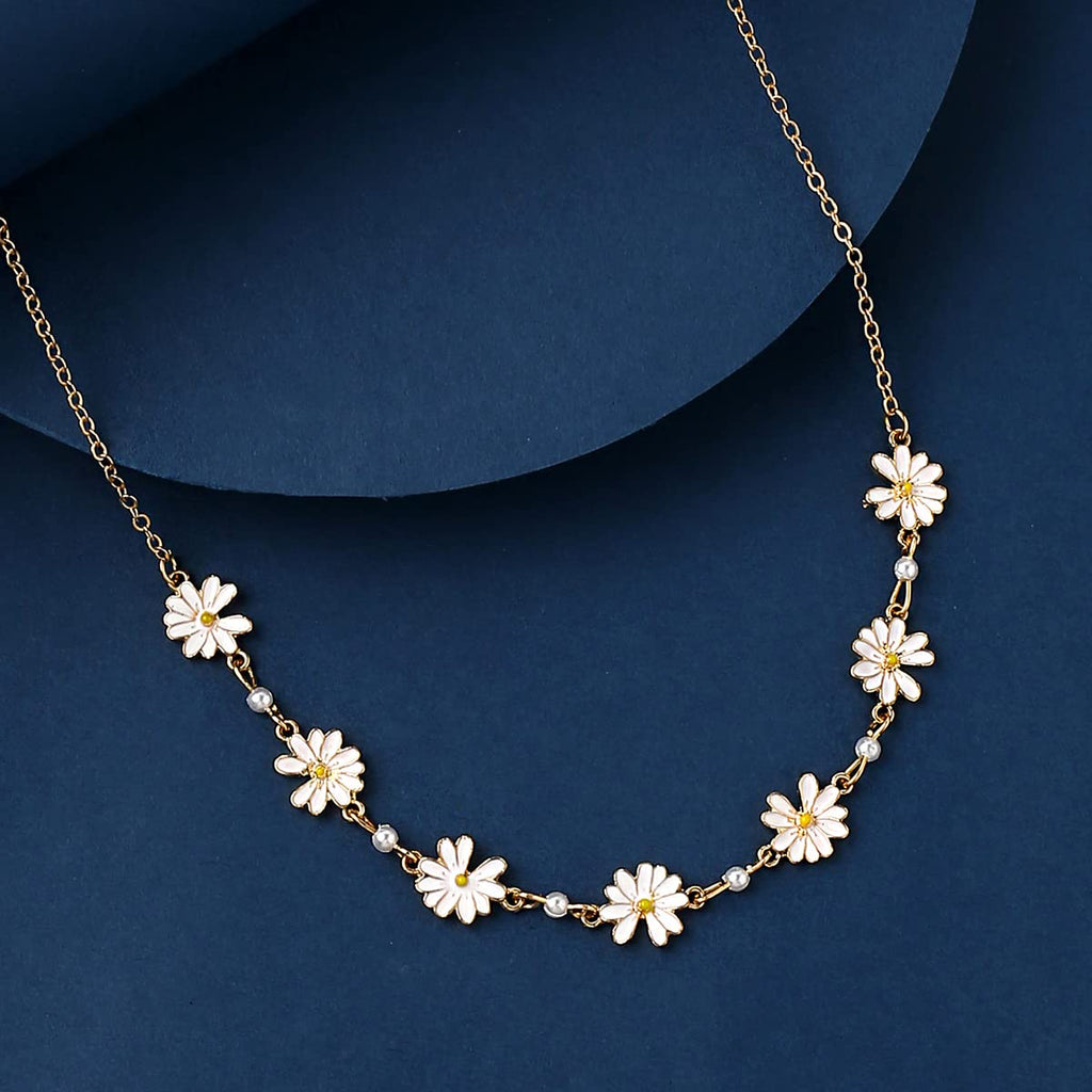 Gold Crystal Studded Chain Necklace