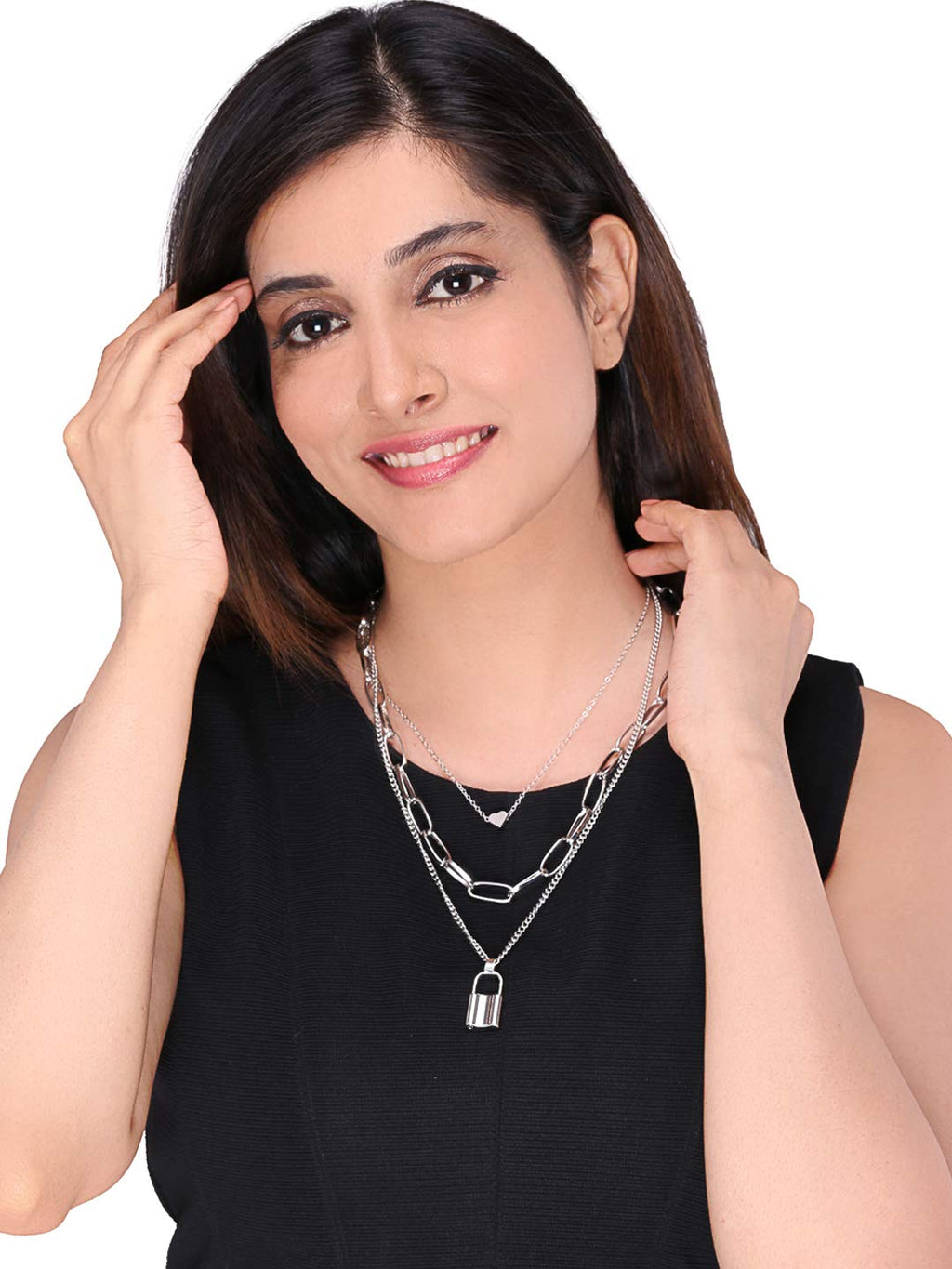 Key Heart Layered Chain Necklace